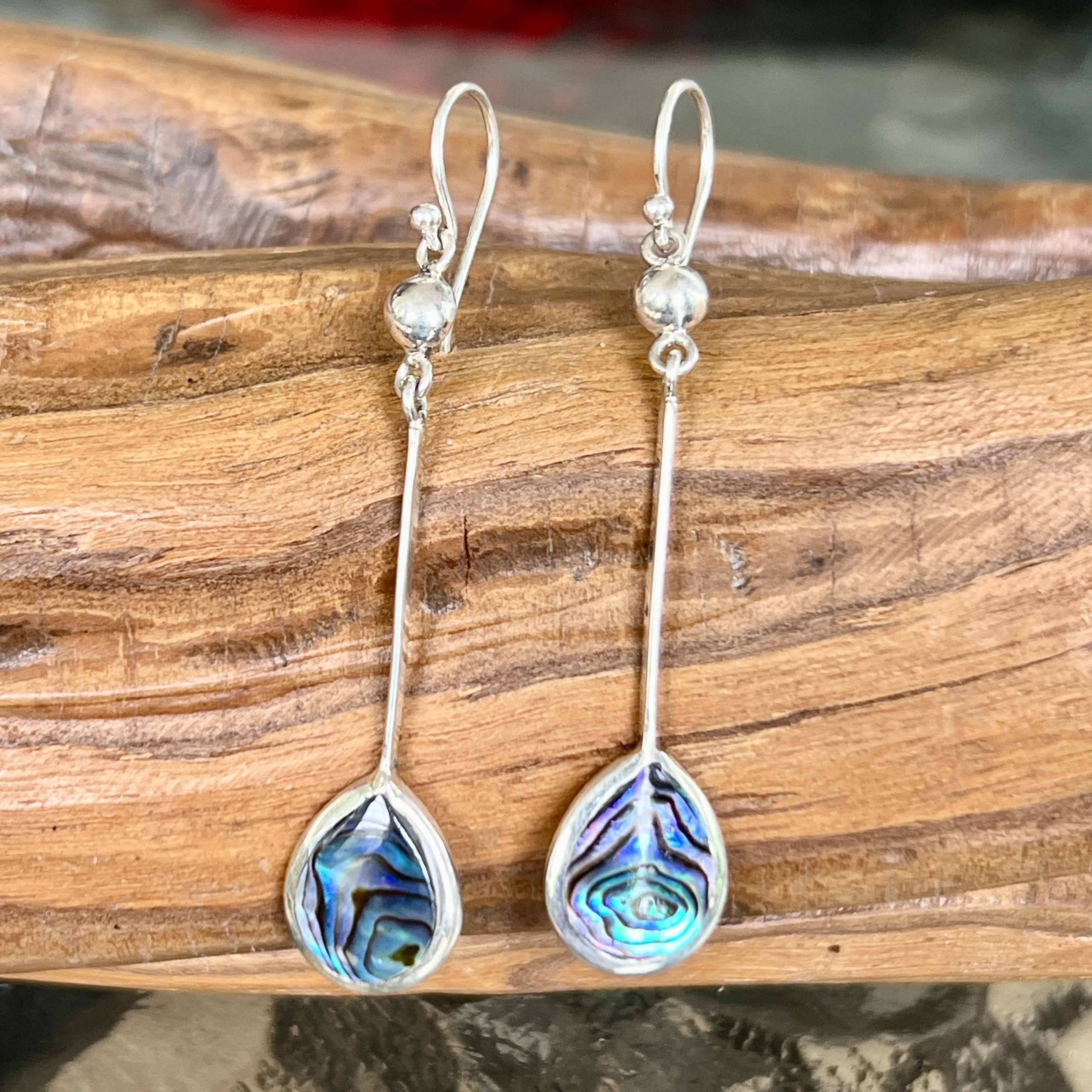 (HANDMADE 925 BALI STERLING SILVER FILIGREE EARRINGS WITH ABALONE)